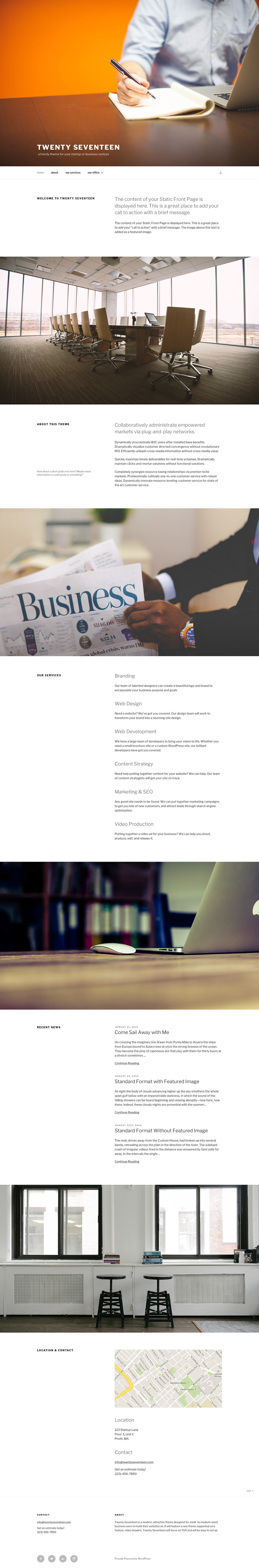 Front-Page-Template des Twenty-Seventeen-Themes. (Screenshot: Cloudup)